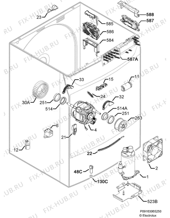 Взрыв-схема сушильной машины Electrolux EDH3498RDL - Схема узла Electrical equipment 268